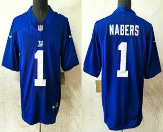 Mens New York Giants #1 Malik Nabers Blue 2024 FUSE Vapor Stitched Jersey->new york giants->NFL Jersey